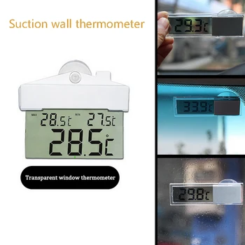 

Digital Transparent Window Display Thermometer Hydrometer Indoor Outdoor Temperature Humidity Meter Station With Sucker Suction