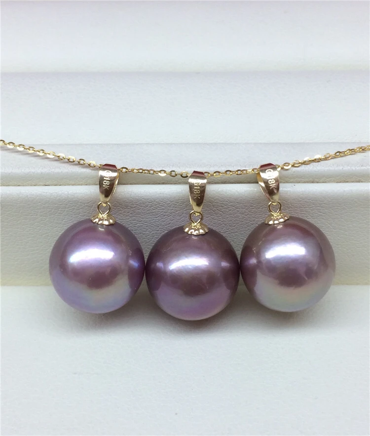 18k Gold Metal 10-11mm Freshwater Natural Pearl Pendant, Nice Party Gift