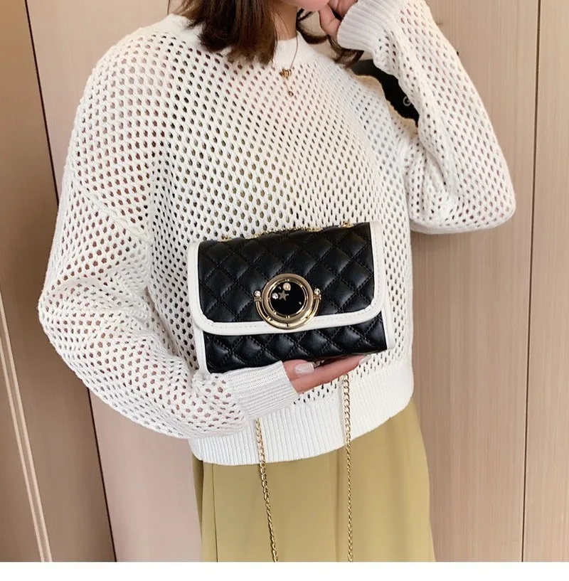 

2019 Autumn/winter Chain Bag Fashion Lock One-shoulder Slant Bag Mini Small Square Bag Women Bag Handbag