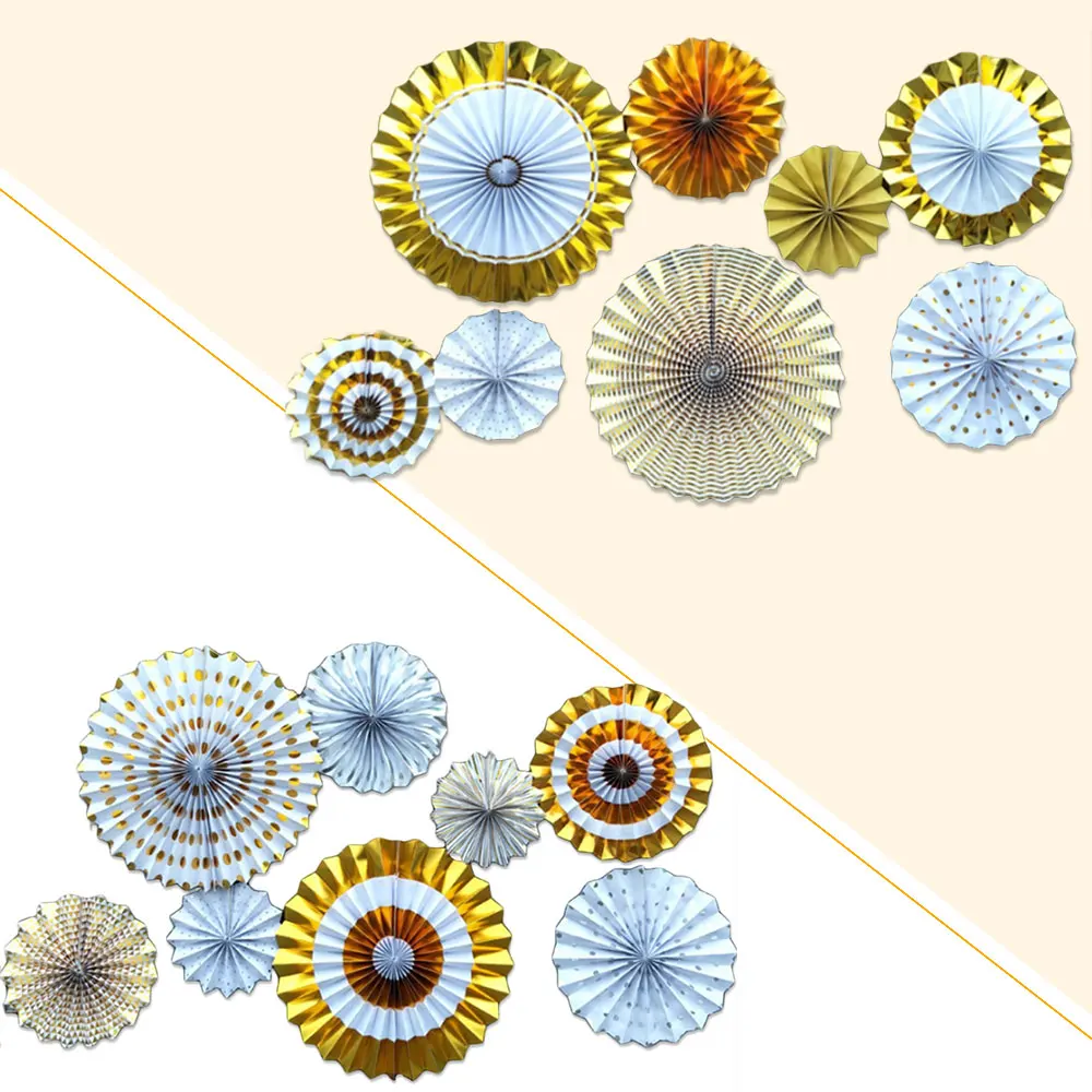 

Gold/Silver Paper Fans Pinwheel Backdrop Paper Pinwheels Party Decoration