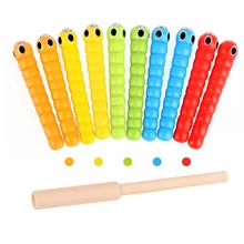 Jeu d'attraper des insectes magnétiques en bois, fraise, jouet éducatif pour les tout petits, bâton de trématode, accessoires de jeu pour enfants
