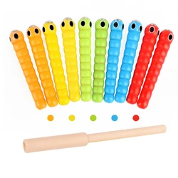 Juego magnético de fresa de madera para niños, juguete educativo para atrapar insectos, palo de trematodo, accesorios de juego para niños