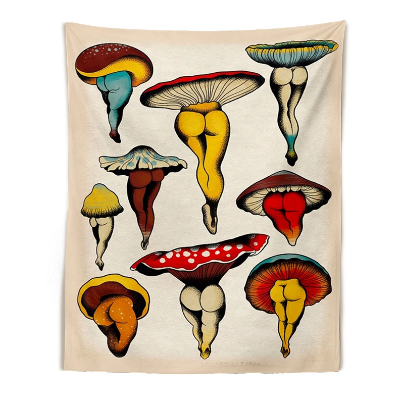 Tapestry Decorations Botanical Cactus Tapestry Wall Hanging Sexy mushrooms girl Chart Hippie Bohemian Tapestries Psychedelic Witchcraft Home Decor