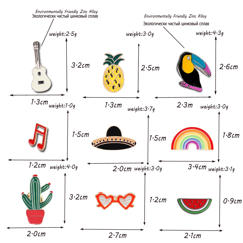 Мультфильм Прайд Радуга кактус Броши с птицами значок эмаль булавки гитара ананас солнцезащитные очки шляпа нагрудные булавки джинсовая булавка ювелирные изделия подарок