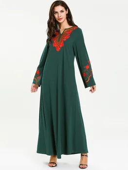 

Embroidery Muslim Hijab Dress Women A-line Jubah Caftan Abaya Dresses Big Swing Dubai Arab Long Robe Kimono Islamic Clothing New