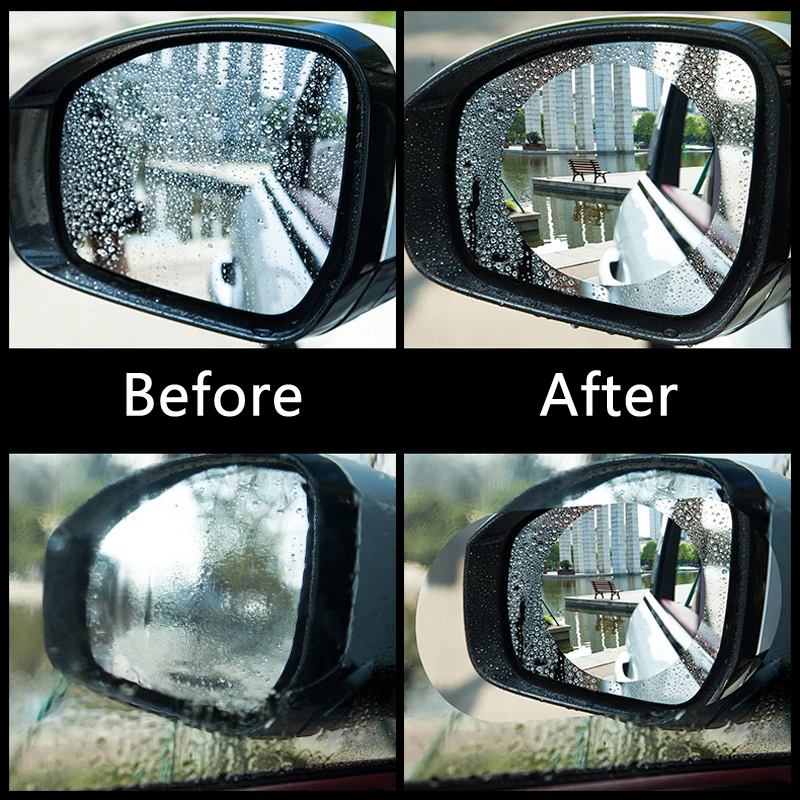 Película protectora del espejo retrovisor del coche Ventana antiniebla Transparente Espejo retrovisor a prueba de lluvia Película protectora Película suave Accesorios para automóviles-transparente