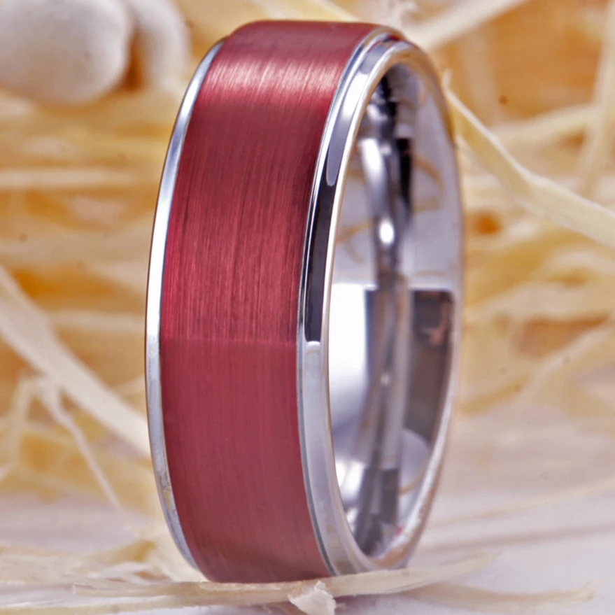 

YGK Brushed Red Tungsten Wedding Ring Anniversary Gift Rings For Women Classic Men's Ring Free Shipping Customize Engraving