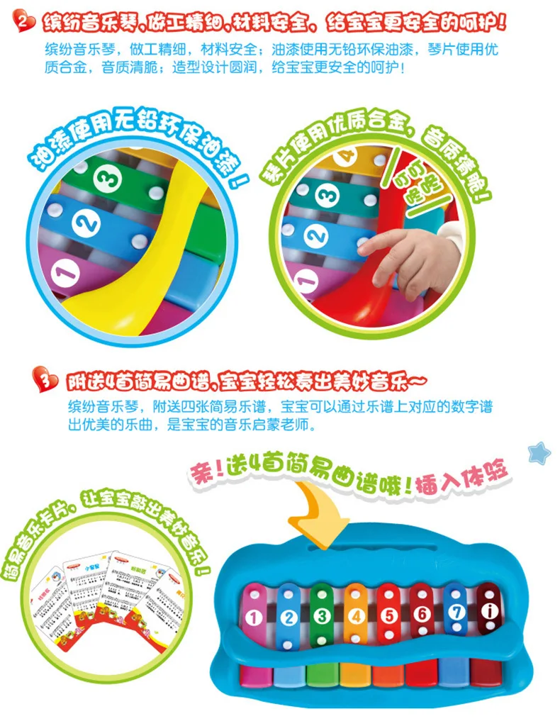 Meibeile обучающая детская музыкальная игрушка для малышей 1-2-3 лет, игрушка октава, фортепиано, эластичная игрушка