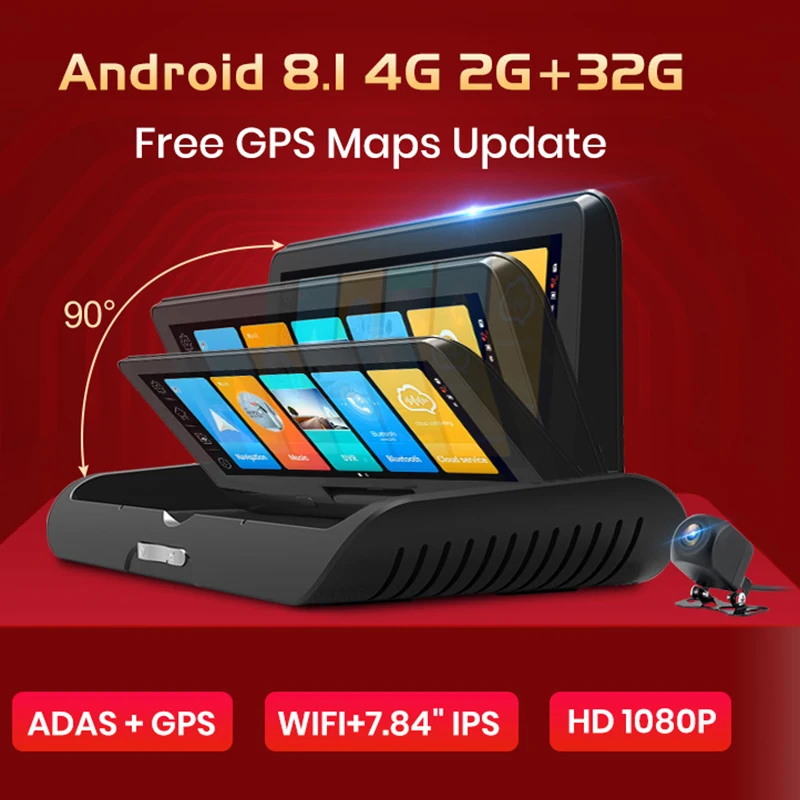 OLOPKY Auto 4G ADAS أندرويد 8.1 واي فاي 2 + 32GB جهاز تسجيل فيديو رقمي للسيارات داش كام FHD 1080P عدسة مزدوجة السيارات داش كام الملاح لتحديد المواقع شاشة للمساعدة في ركن السيارة بسهولة