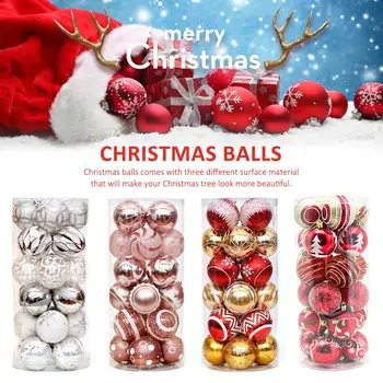 

Christmas Balls Ornaments Colorful Shatterproof Christmas Tree Pendant Decorations Party Supplies