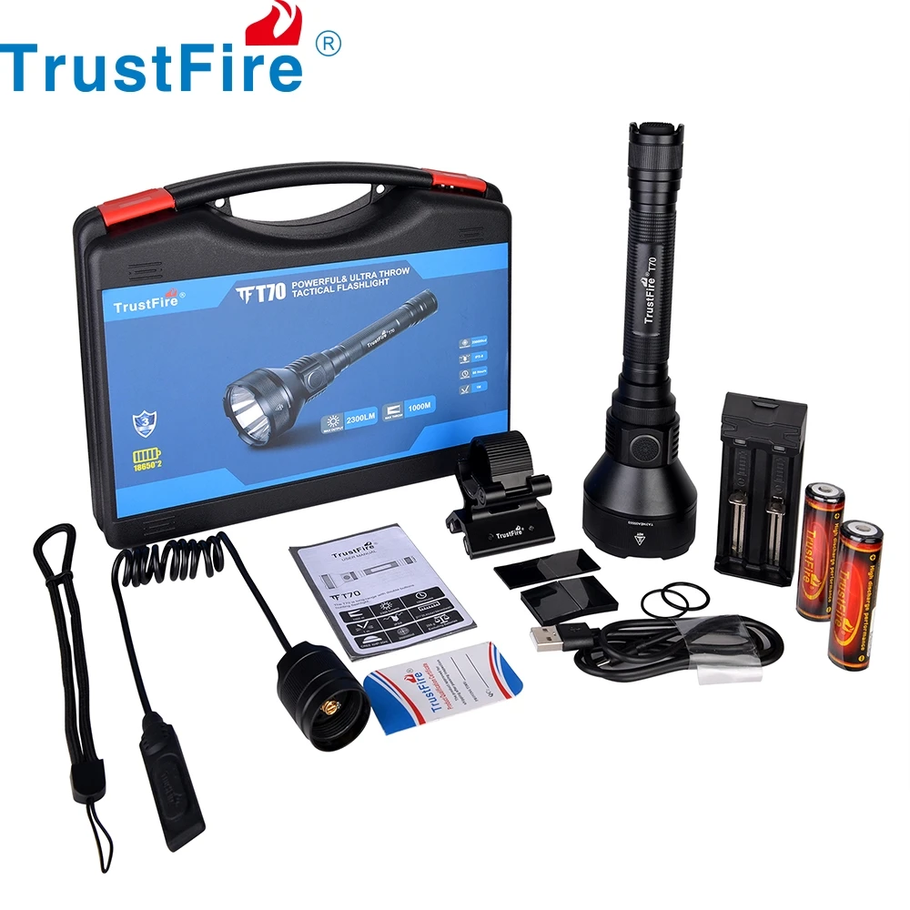 Trustfire T70 1000 Meters LED Hunting Flashlight Torch IPX8 High Power 2300LM Tactical 18650 Light Cree XHP35 HI led flash light Trustfire T70 1000 Meters LED Hunting Flashlight Torch IPX8 High Power 2300LM Tactical 18650 Light Cree XHP35 HI led flash light