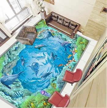 

[Self-Adhesive] 3D Dolphin 4552 Floor Wallpaper Mural Wall Print Decal Wall Murals