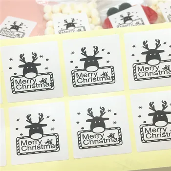 

500Pcs/Lot Packaging Stickers Merry Christmas Gift Stickers Self adhesive Labels 3.5*3.5cm Candy/Cake Paper Tags