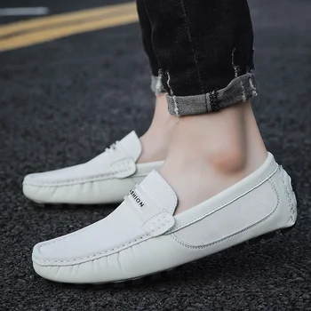 

suede Leather Men Casual Shoes moccasins Outdoor Flat Slippers Slip On Fashion Luxury Loafers shoes zapatos de hombre