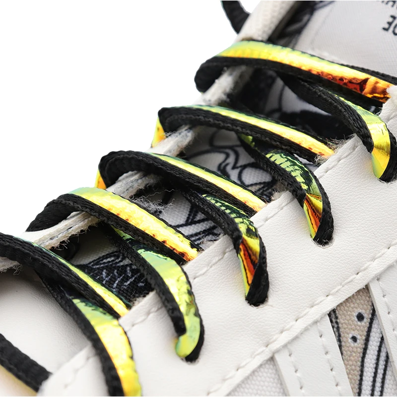 

Weiou Creative Personality Shoelaces 0.8 Diameter Laser Tape With Semi-curcular Shoestring Atractive Men Ladies Sneakers Canvas