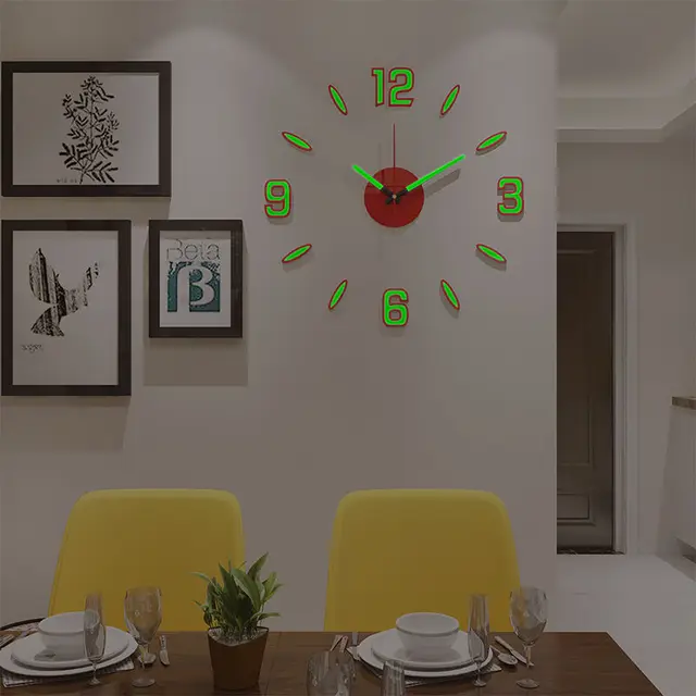 Luminous DIY Clock Home Simplicity Silent Fashion Wall Clock Living Room Creative Wall Stickers Bedroom Wall Clock 3