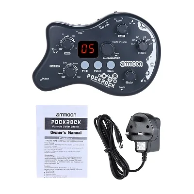 Ammoon PockRock портативная гитара Мульти-процессор эффектов Педаль эффектов 15 типов эффектов 40 барабанных ритмов Функция настройки - Цвет: Gray UK Plug