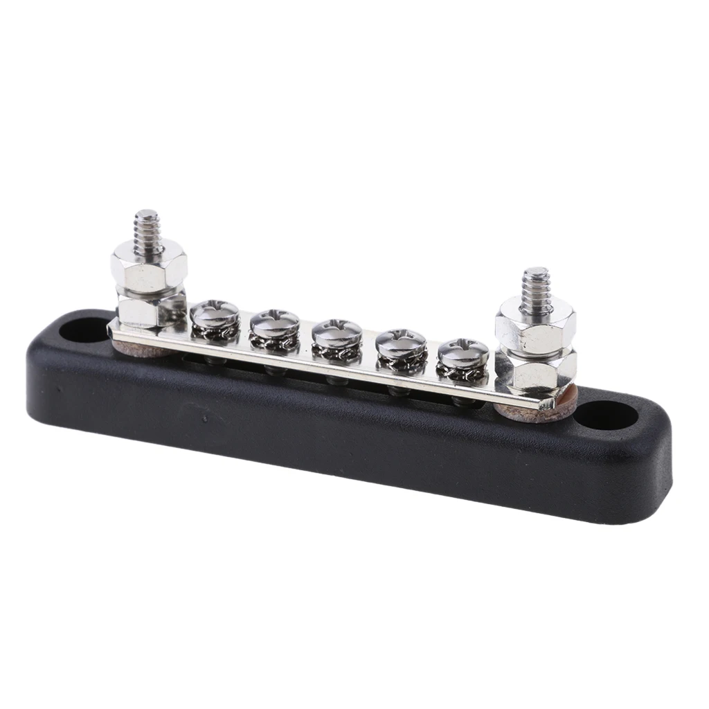 Auto Marine 100A Power Distribution Bus Bar Terminal Block 5 Screw + 2 Studs