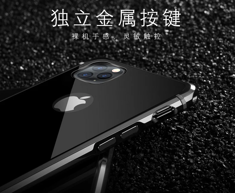 Роскошный металлический корпус для iphone 11 Pro Max, задняя крышка из закаленного стекла для iphone 11, алюминиевая рамка для iphone 11