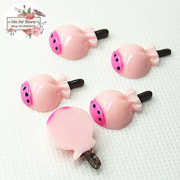 Kawaii розовый леденец на палочке 10 шт. 15x22 мм резиновые головистой формы кабошон