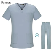 Высококачественные хирургические костюмы для больниц из чистого хлопка, зеленая медицинская форма, одежда для кормления, мужские и женские топы и штаны