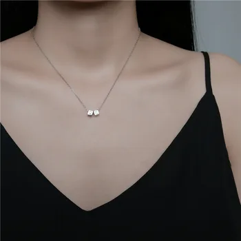 

Simple S925 Sterling Silver Letter Square Pendant DIY Necklace Temperament Fashion Clavicle Chain Woman Birthday Christmas Gift
