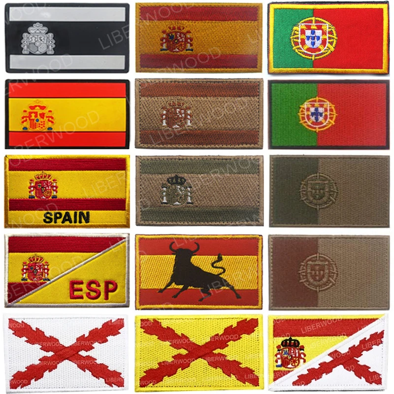 3d刺繍パッチポルトガルスペイン国旗skull Army軍事パッチエンブレムスペインフラグ地理ゴムpvc刺繍バッジ パッチ Aliexpress
