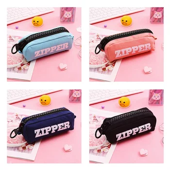 

Creative Big Zipper Pencil Case Canvas Large Pen Box Kawaii Pencilcase for Girl Gifts Bags Cute School Stationery Supplies
