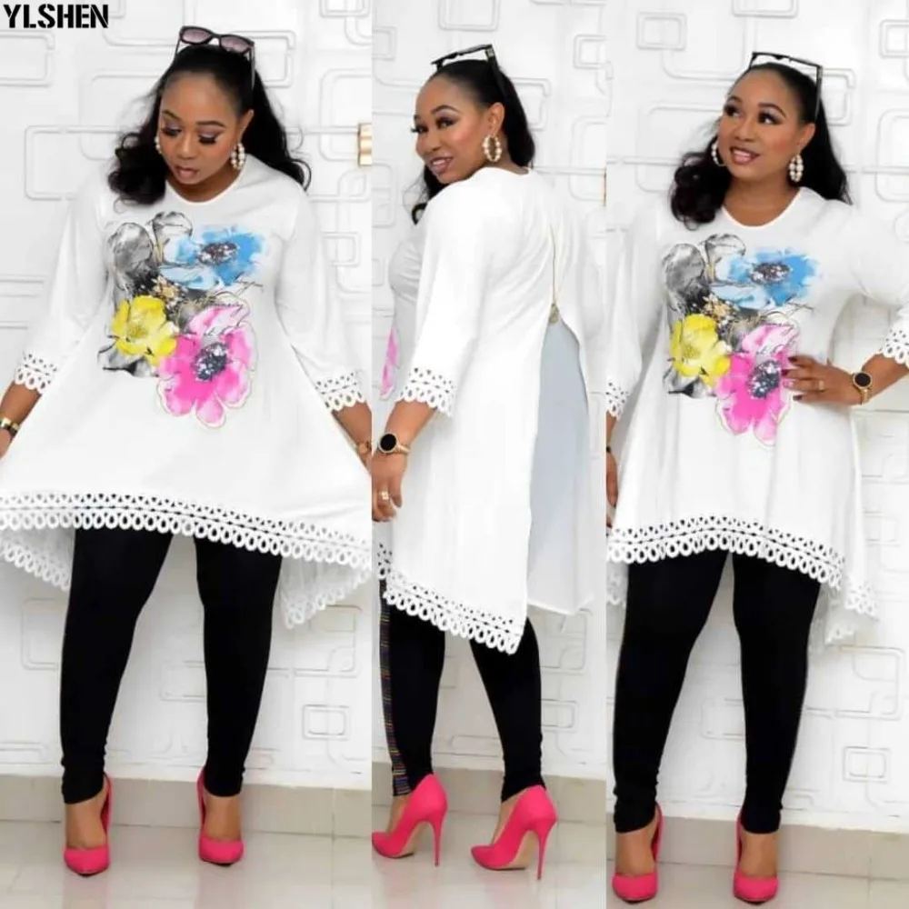 African Dresses for Women 2 Piece Set Dashiki Print Hot Drilling African Clothes Bazin Broder Riche Fashion Robe Africaine Femme 07