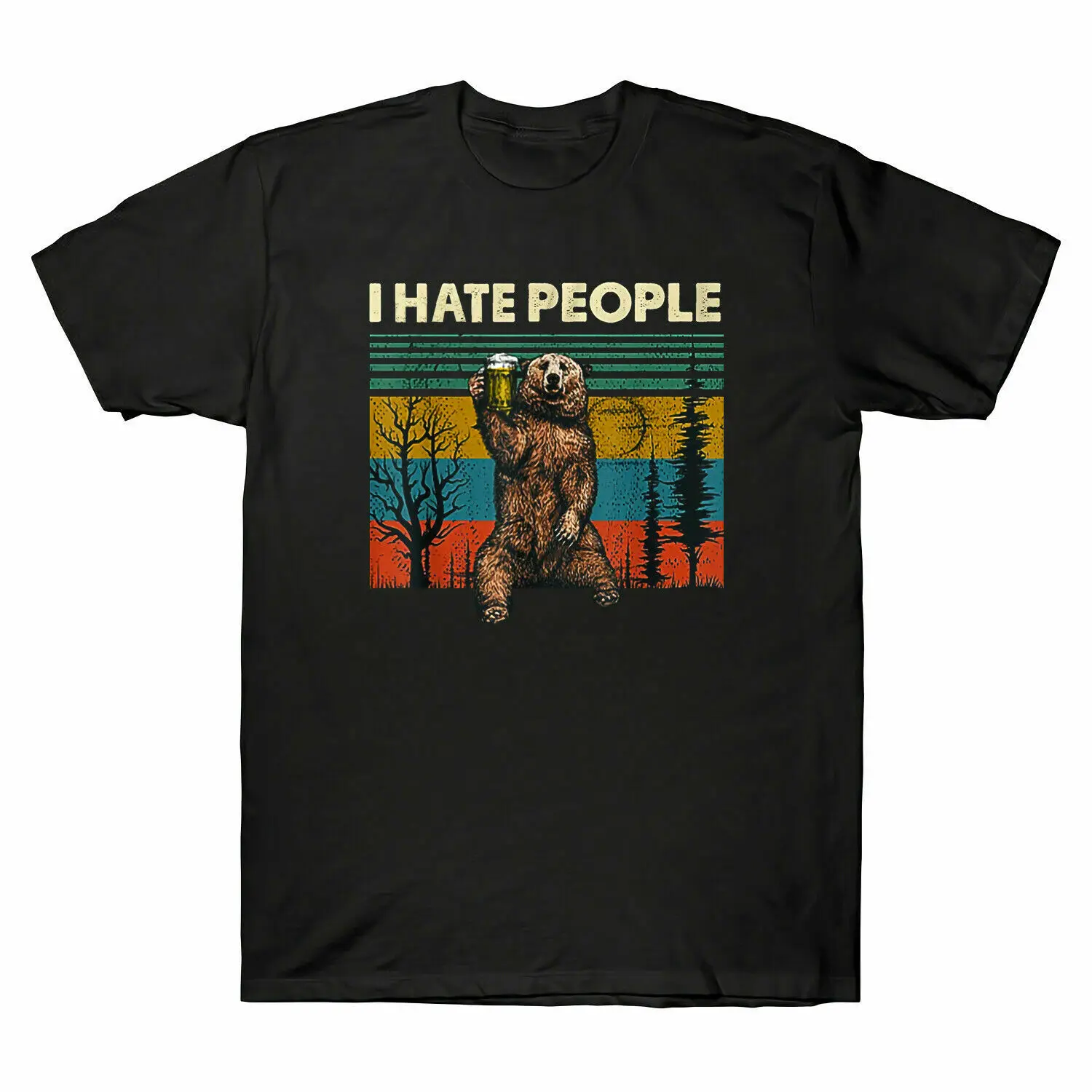 Винтажная футболка с редким медведем I Hate People Funny Camping USA S-2XL-3XL модная Всесезонная |