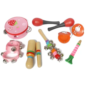 

Children's musical instrument combination10 sets of wooden early education infants and young children educational toys music set