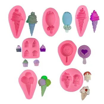 

7Pcs Sweet Ice Cream Cone Cake Keychain Resin Molds Popsicle Food Play Pendant Epoxy Resin Mold Jewelry Making Tools