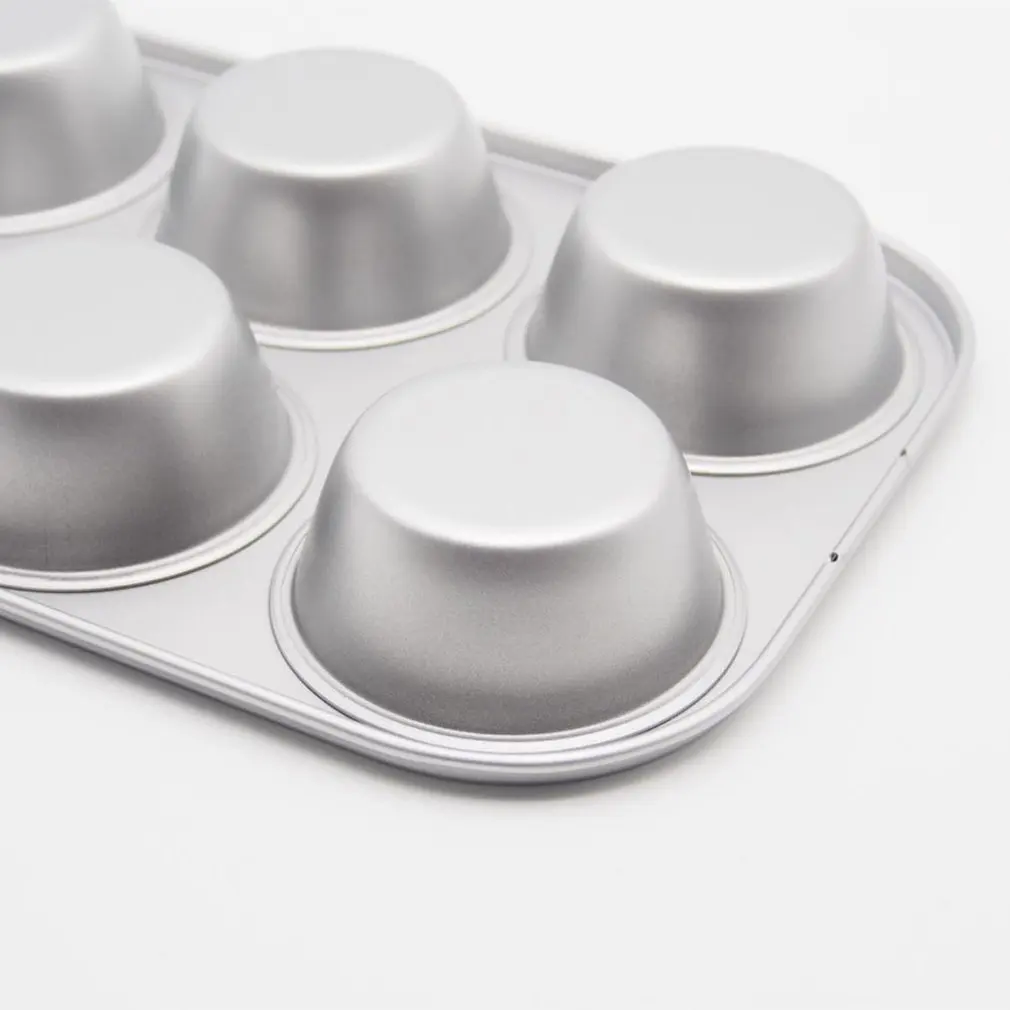 6-Cup Muffin Baking Pan Cake Bread Mold Cupcake Pan High-carbon Steel Non-Stick Bakeware Mould Kitchen Tools