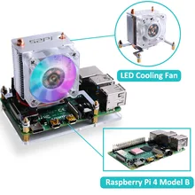 Raspberry Pi 4 Modell B Pi 4/Raspberry Pi 3B + mit Kühlkörper 52Pi EIS-Turm LED lüfter 40x40x10 Wärme Ableitung FÜHRTE Licht