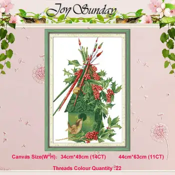 

Christmas bird house patterns counted 11CT 14CT Cross Stitch Sets DIY Chinese Cross-stitch Kits Embroidery Needlework Home Decor