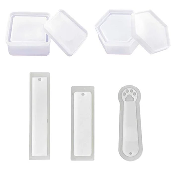 

3 Pcs Diy Bookmark Mould Silicone Transparent Mold & 1set Silicone Resin Molds, Jewelry Pendant Casting Molds UV Resin