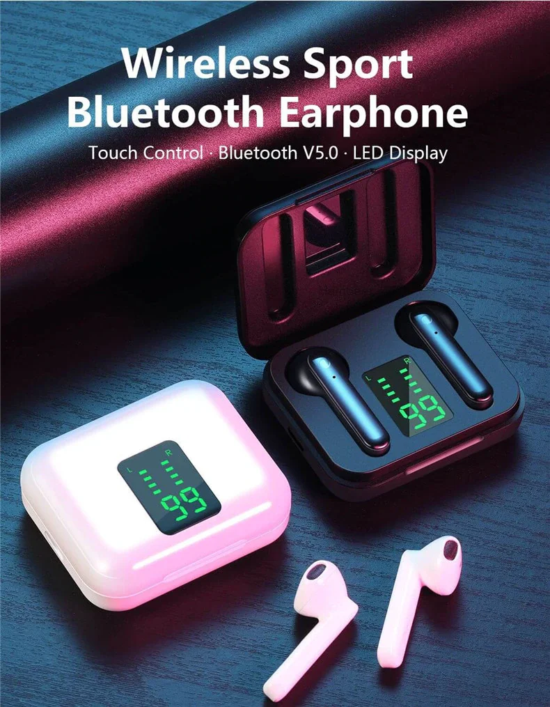 MOLO TWS Bluetooth 5 0 Wireless Headphones Wireless Bluetooth Earphone With Mic Sports Headsets Touch Control Phone Call Earbuds