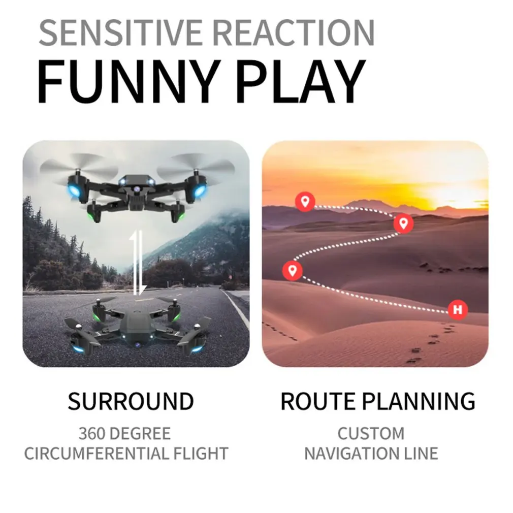 H13 Foldable Drone with HD Camera Four-Axis Folding Aerial Drone 30W Wide Angle WiFi FPV Optical Flow RC Drone Helicopter