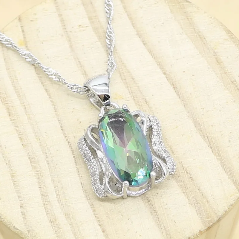 Серебряное ожерелье кулон для женщин синий фиолетовый белый 5 цветов s