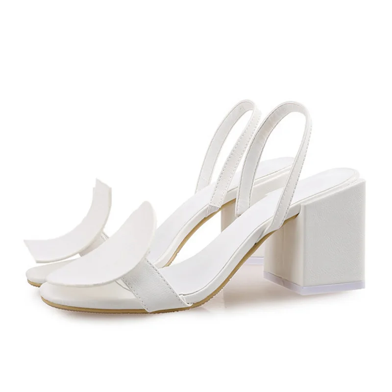 

WEIQIAONA high quality Leather Women's shoes Thin heel Square head Square heel round shoes women's sandals