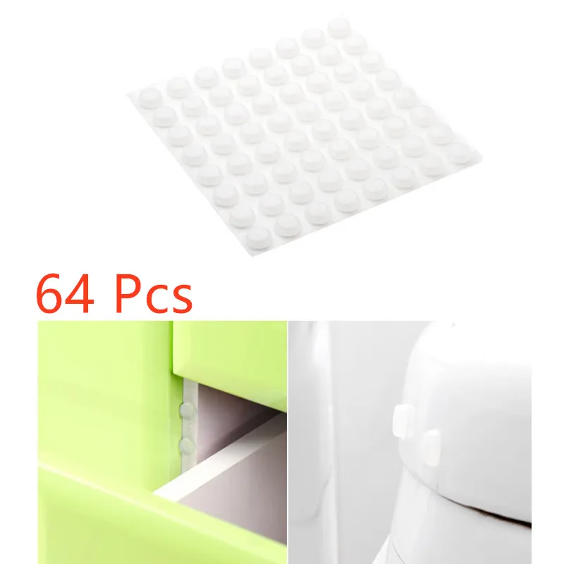 64 Pcs Door Stopper Silicon Rubber Kitchen 2mm Thickness Cabinet