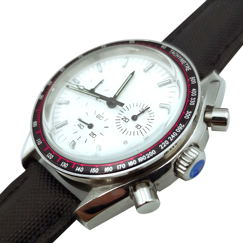 

40mm Men's Watch White Dial With Date Automatic Movement Wristwatch Speed Solid Stainless Steel