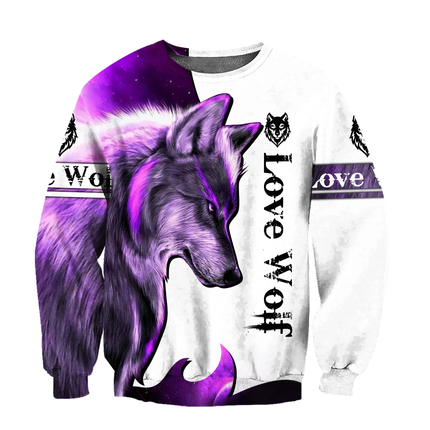 Purple Wolf 3D All Over Printed Men Hoodies Sweatshirt Unisex Harajuku Streetwear Zipper Pullover Casual Jacket KJ0201