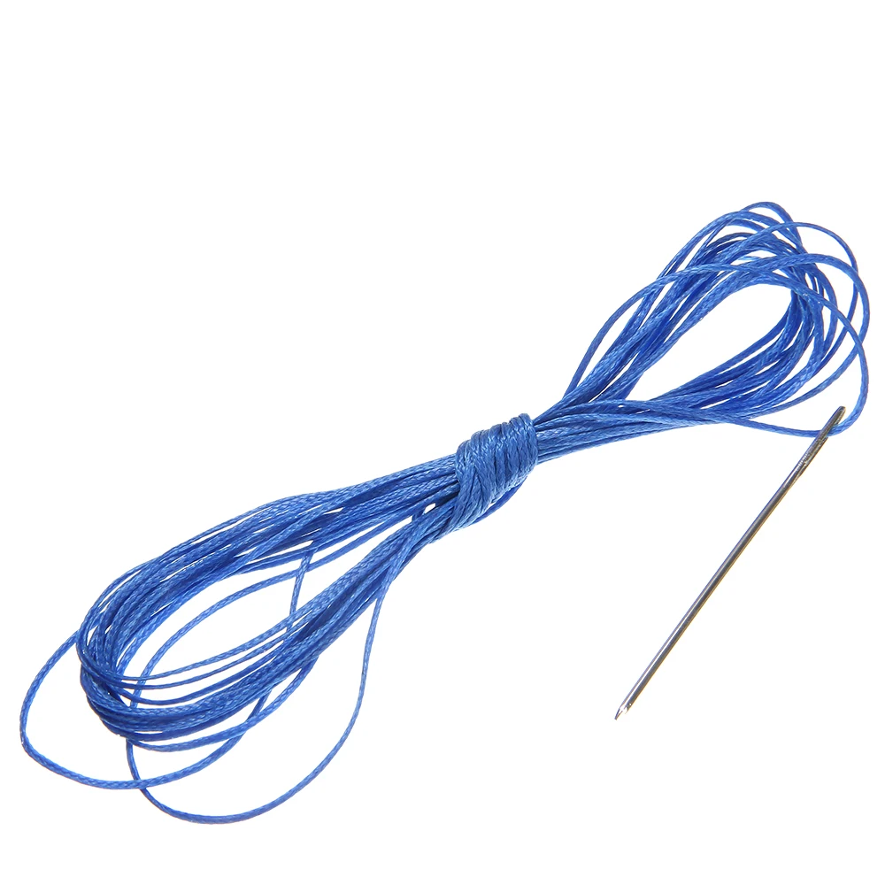 1PC Black+Blue DIY Car Steering Wheel Cover Genuine Leather  Covering 38cm W/ Needles Thread For Auto Decorative Accessories