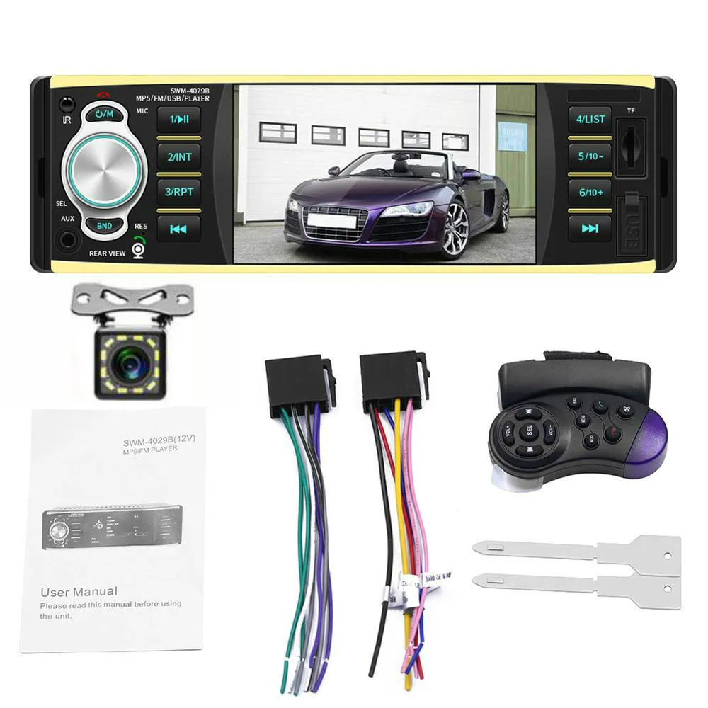 With 12led camera Автомобильная Радио стерео MP5 FM AUX музыка аудио Multidia 1Din Bluetooth громкой связи вызов Авто USB TF " камера заднего вида - Цвет: With 12led camera