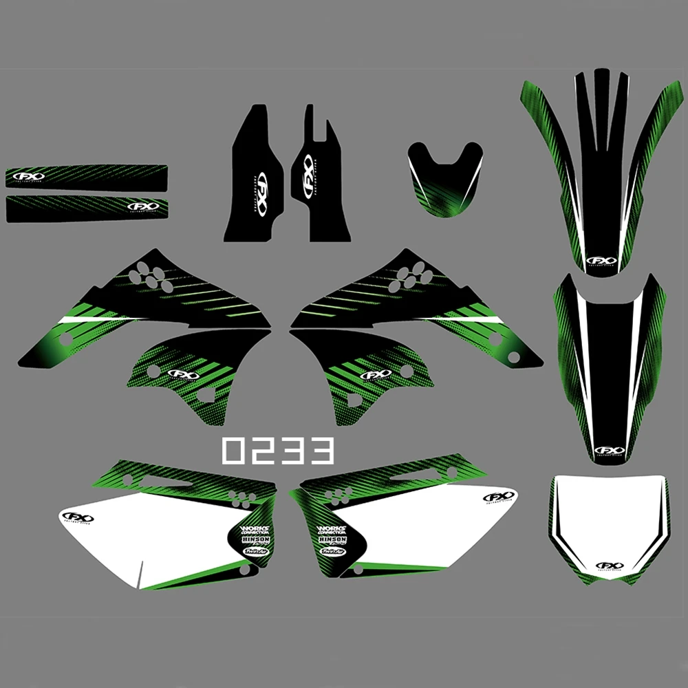 

For KAWASAKI KXF250 2006 2007 2008 Graphics Decals Stickers Custom Number Name 3M Full Motorcycle Backgrounds Accessories