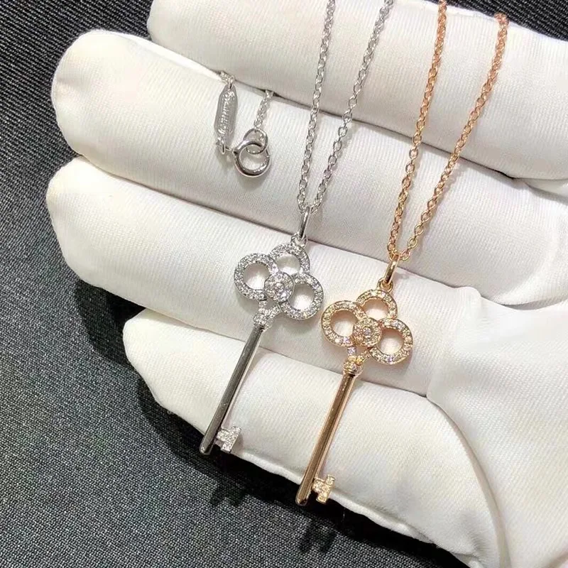 Чистый 18K золотой брелок в форме короны ожерелье moissanite ожерелье на шею Женский День Святого Валентина юбилей день рождения