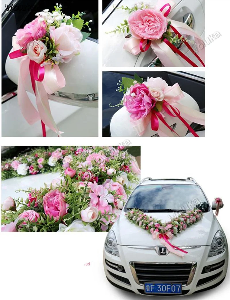 Украшение автомобиля узел Свадьба большой v-образной формы искусственный цветок для свадьбы украшение автомобиля набор красный розовый фиолетовый не цветы CD50 Q03