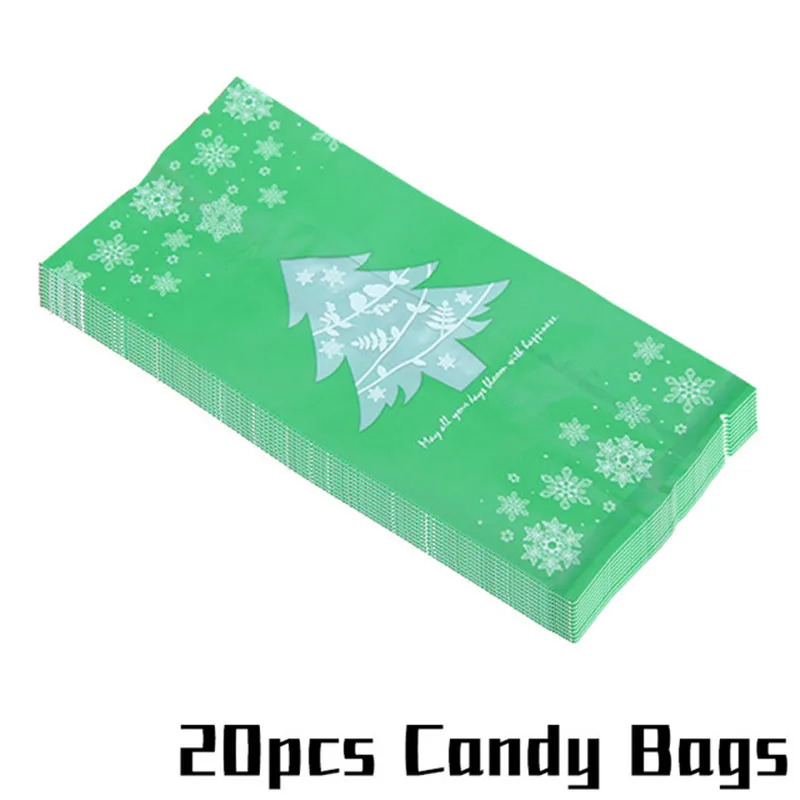 20pcs green(No rope) WEIGAO 20 шт рождественские подарочные пакеты пластиковые красные зеленые Рождественские Елочные упаковочные сумки счастливый год Рождественские Сумки для конфет Navidad Noel - Цвет: 20pcs green(No rope)