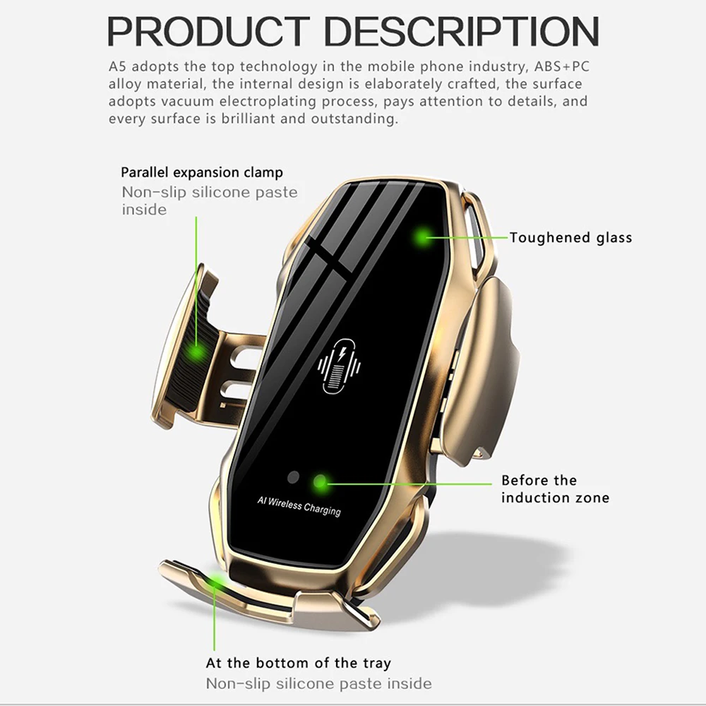 10 Вт беспроводное автомобильное зарядное устройство Быстрая Qi Беспроводная зарядка для iPhone 11 Pro X XS XR 8 для samsung S9 S10 автоматический зажимной автомобильный держатель